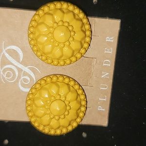 NWT designer Plunder round yellow fun ines earrings